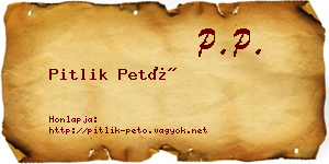Pitlik Pető névjegykártya